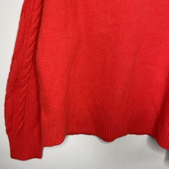 J CREW Sweater Womens Large Orange Cable-Knit 1/2-Zip NEW Supersoft Yarn BD032 - Picture 8 of 12